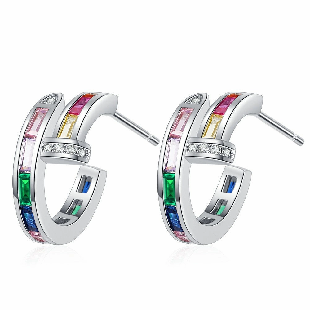 Wholesale Colored Diamond Rainbow Copper Earrings