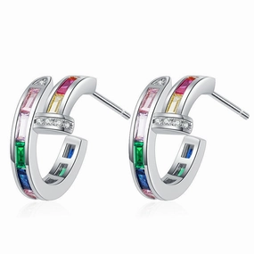 Wholesale Colored Diamond Rainbow Copper Earrings