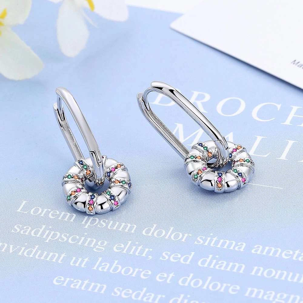 Wholesale Colored Zirconium Round Copper Earrings