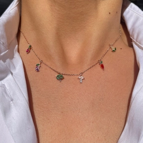 Wholesale colorful zircon pendant creative clavicle chain necklace