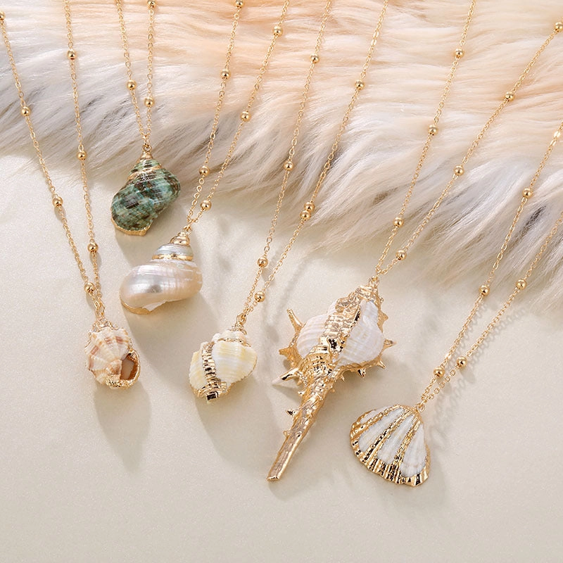 Wholesale Conch pearl necklace natural shell pattern pendant Bohemian