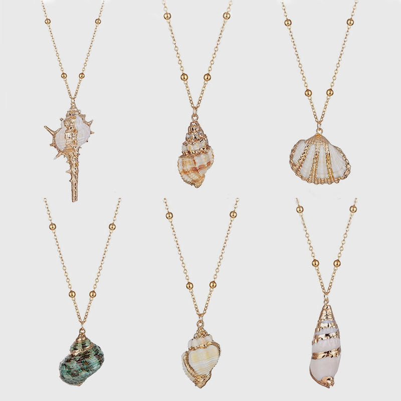 Wholesale Conch pearl necklace natural shell pattern pendant Bohemian