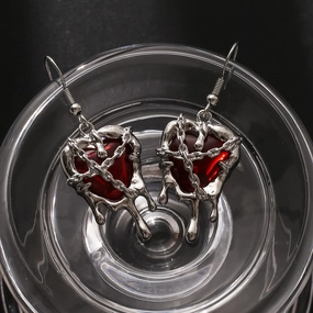 Wholesale Confined Heart Lava Heart Blood Punk Alloy Earrings
