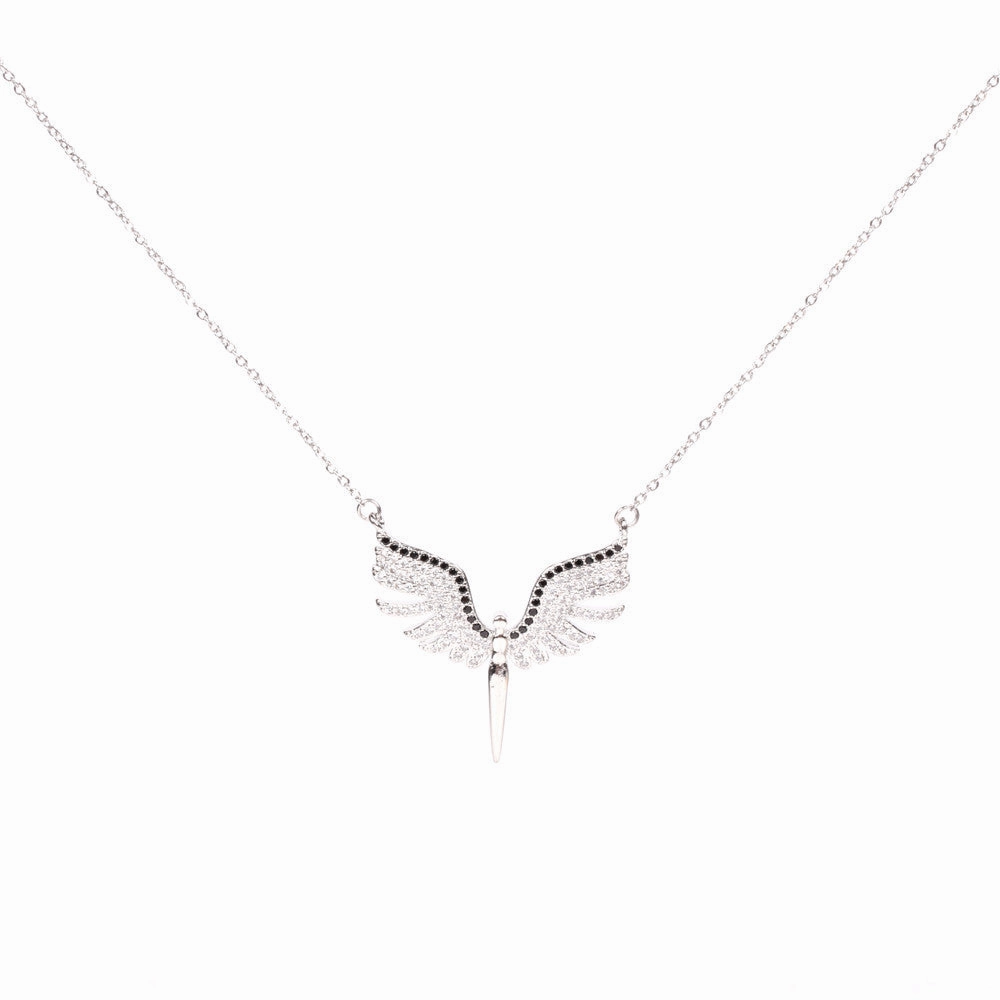 Wholesale Copper Diamond Angel Wings Pendant Creative Necklace