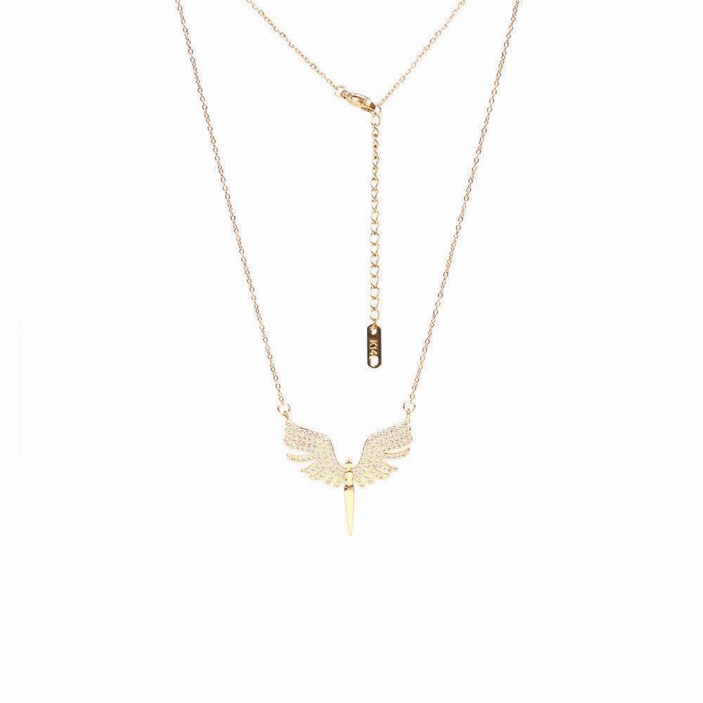 Wholesale Copper Diamond Angel Wings Pendant Creative Necklace