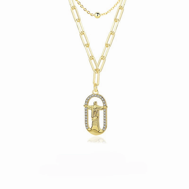 Wholesale Copper Double-layer Folded Human Necklace