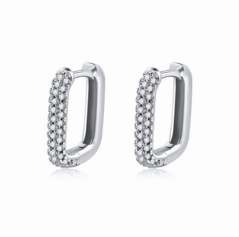 Wholesale Copper Inlaid Zircon Square Geometric Earrings