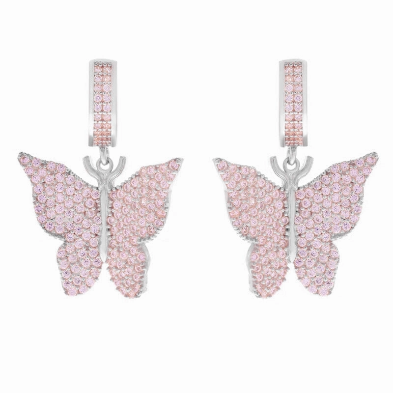 Wholesale Copper Micropaved Zircon Butterfly Earrings