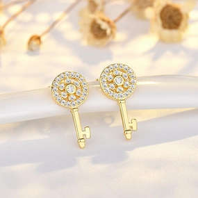 Wholesale Copper Small Key Mini Earrings