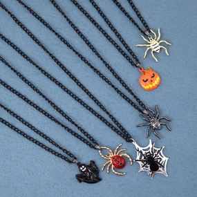 Wholesale Dark Wind Halloween Spider Punk Men and Women Spider Web Necklace Alloy Necklace