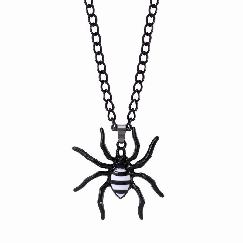 Wholesale Dark Wind Halloween Spider Punk Men and Women Spider Web Necklace Alloy Necklace