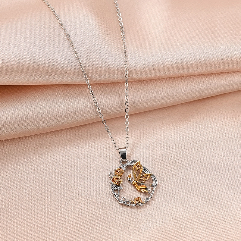 Wholesale Design sense personality exquisite round rose angel pendant clavicle necklace