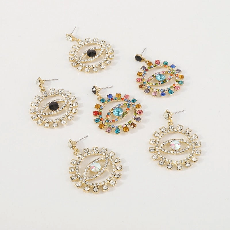 Wholesale Devil's Eye Alloy Full Diamond Earrings