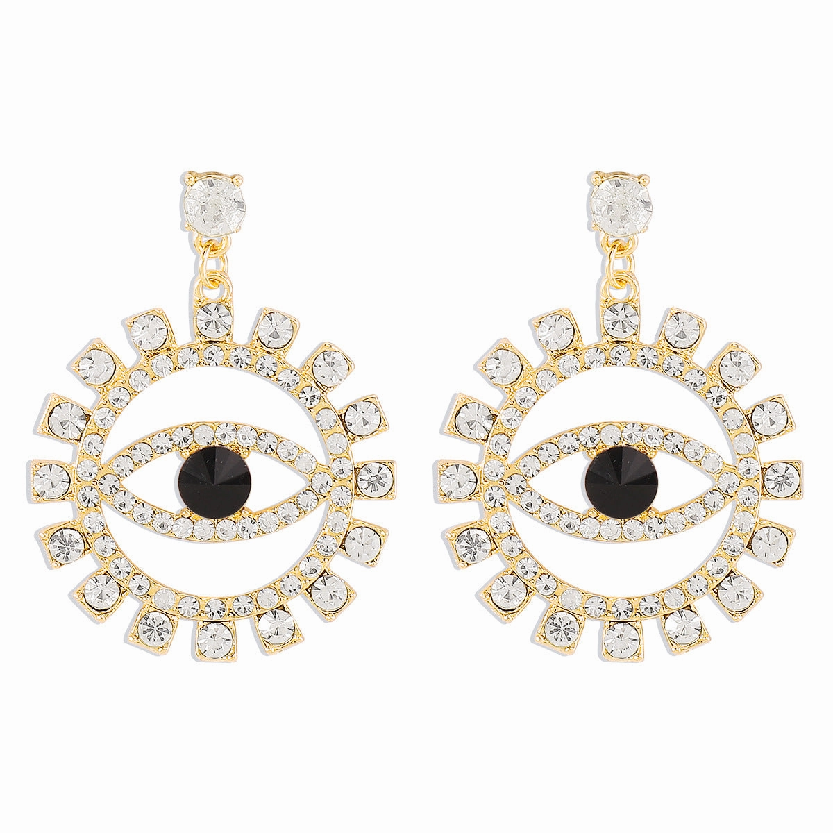 Wholesale Devil's Eye Alloy Full Diamond Earrings