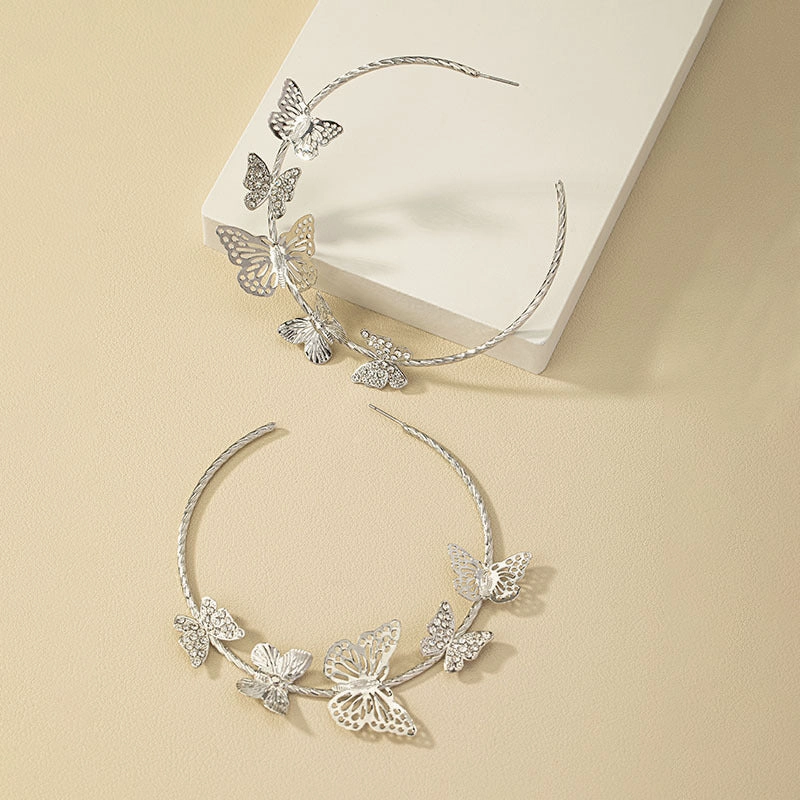 Wholesale Diamond Butterfly Alloy Earrings
