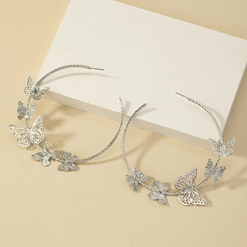 Wholesale Diamond Butterfly Alloy Earrings