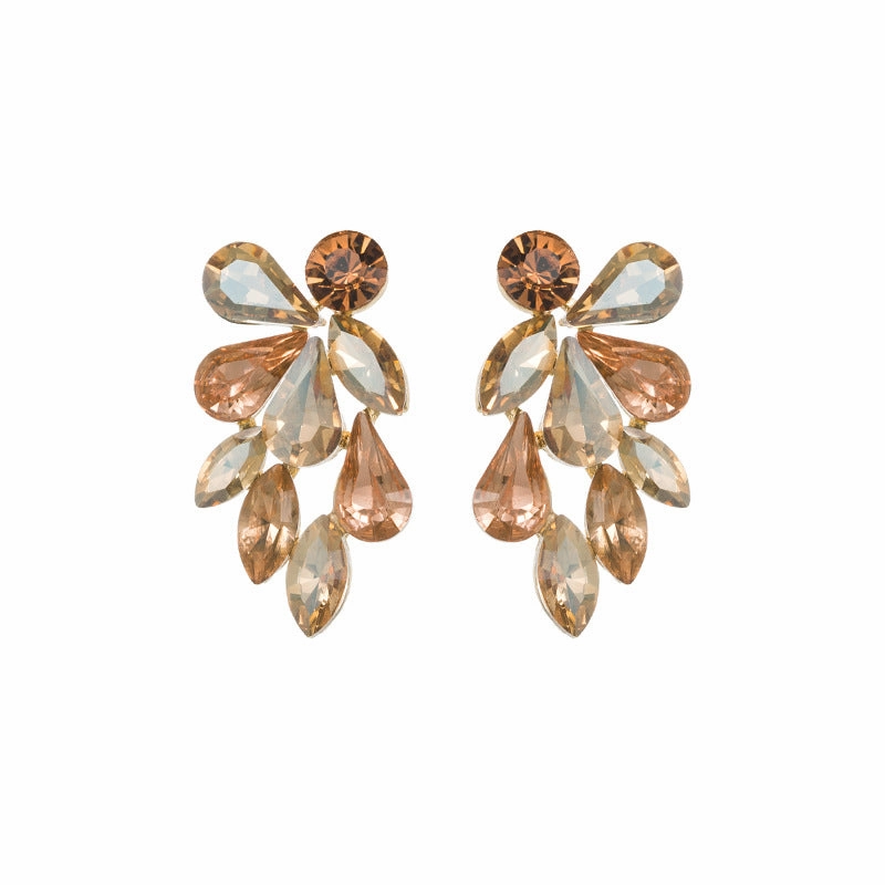 Wholesale Diamond Set Glass Diamond Alloy Earrings