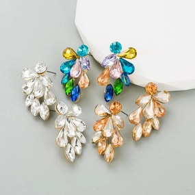Wholesale Diamond Set Glass Diamond Alloy Earrings