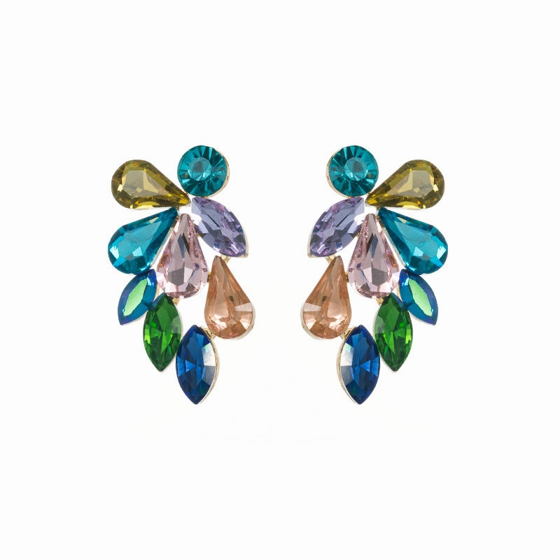 Wholesale Diamond Set Glass Diamond Alloy Earrings