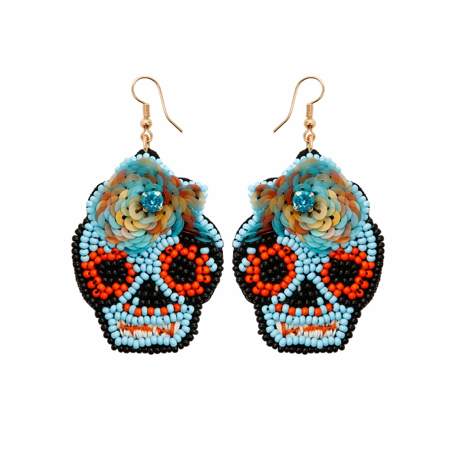 Wholesale DIY Hand-woven Beaded Skull Null Earrings