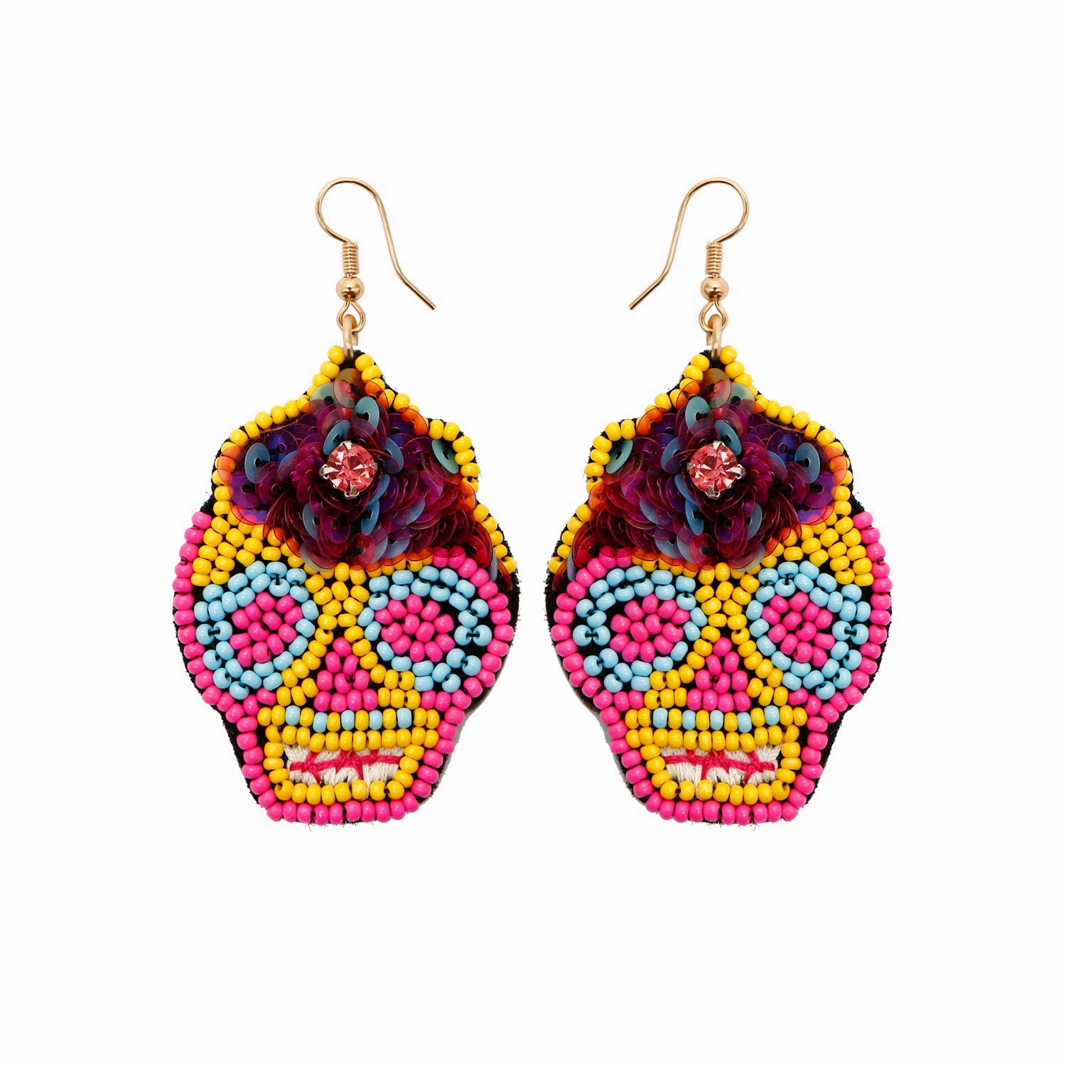 Wholesale DIY Hand-woven Beaded Skull Null Earrings