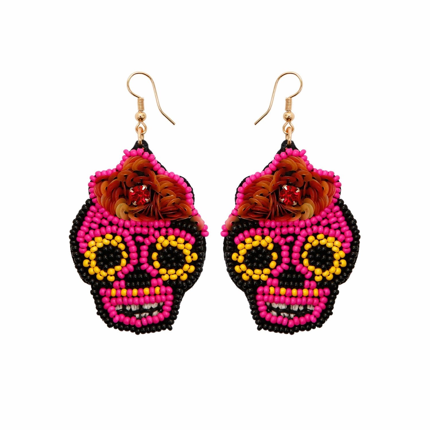Wholesale DIY Hand-woven Beaded Skull Null Earrings