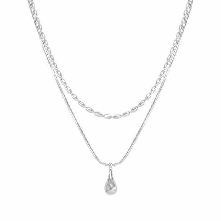 Wholesale Double-layer necklace teardrop pendant clavicle chain