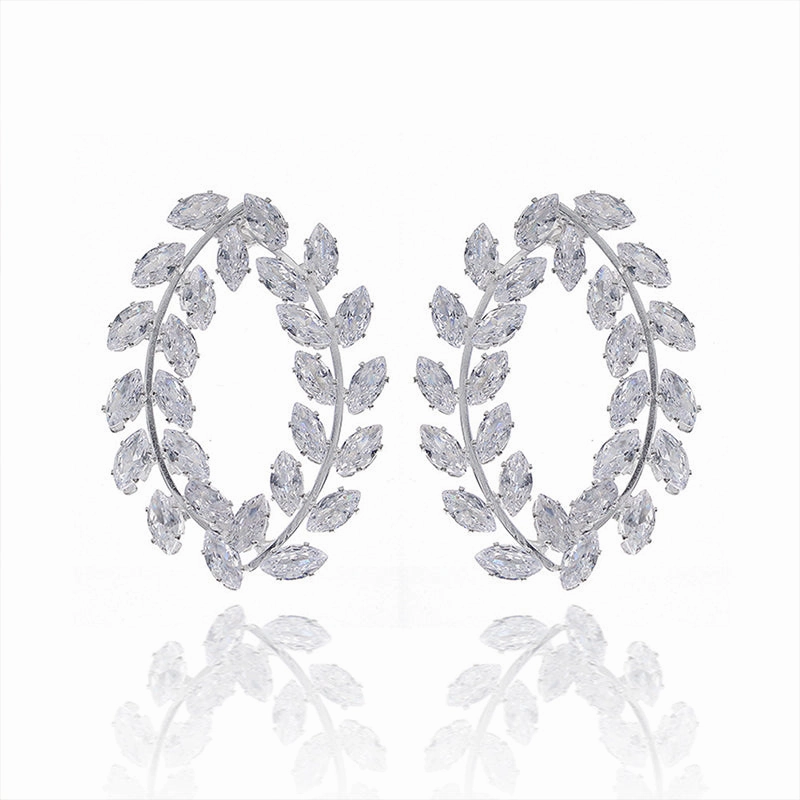 Wholesale Earrings Rhinestone High End Design Jewelry Olive Branch Earrings OLY-ES-HX006
