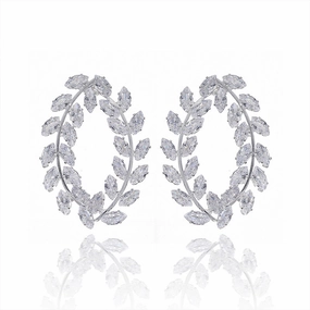 Wholesale Earrings Rhinestone High End Design Jewelry Olive Branch Earrings OLY-ES-HX006