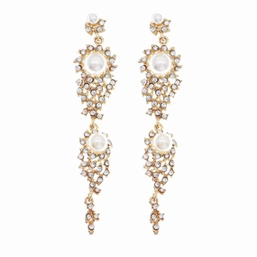 Wholesale Earrings Rhinestone Premium Alloy Rhinestone Long Earrings Pearl Earrings OLY-ES-HX005