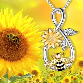 Wholesale Elegant and versatile bee sunflower pendant necklace
