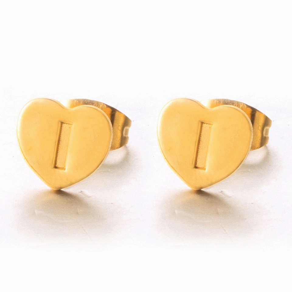 Wholesale English 26 Letter Gold Stainless Steel Earrings