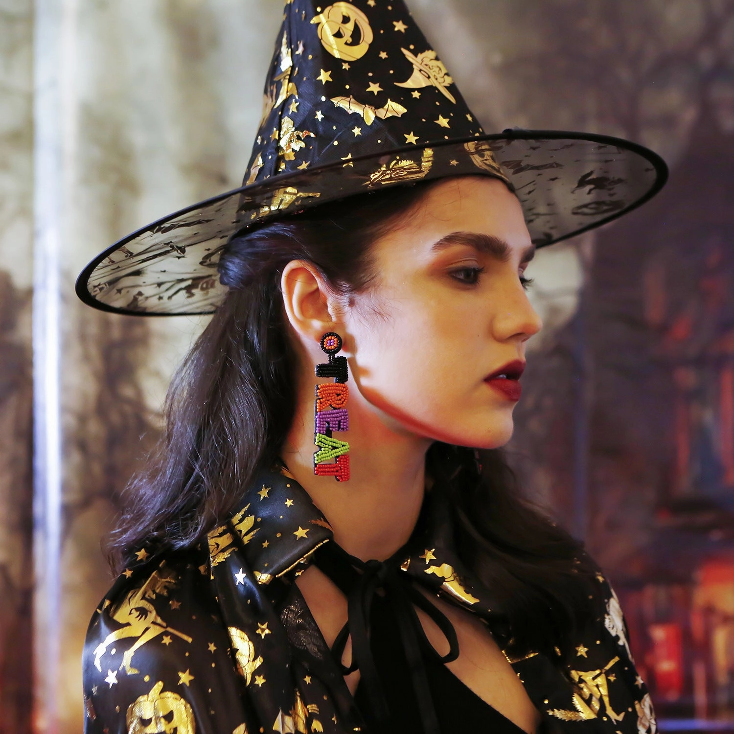 Wholesale English Alphabet Halloween Glazed Earrings