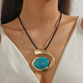 Wholesale Exaggerated alloy turquoise necklace