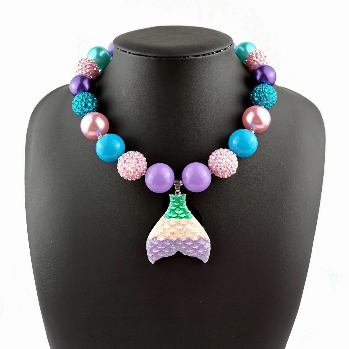 Wholesale Fishtail Color Pearl Mermaid Alloy Acrylic Necklaces