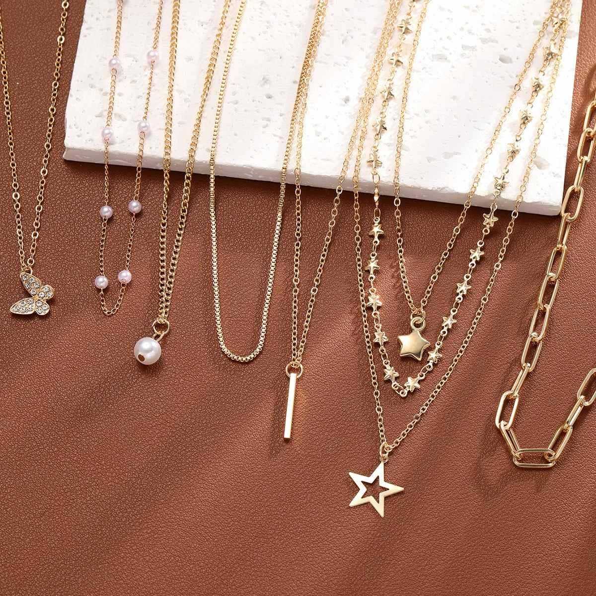Wholesale Five-pointed star butterfly necklace set