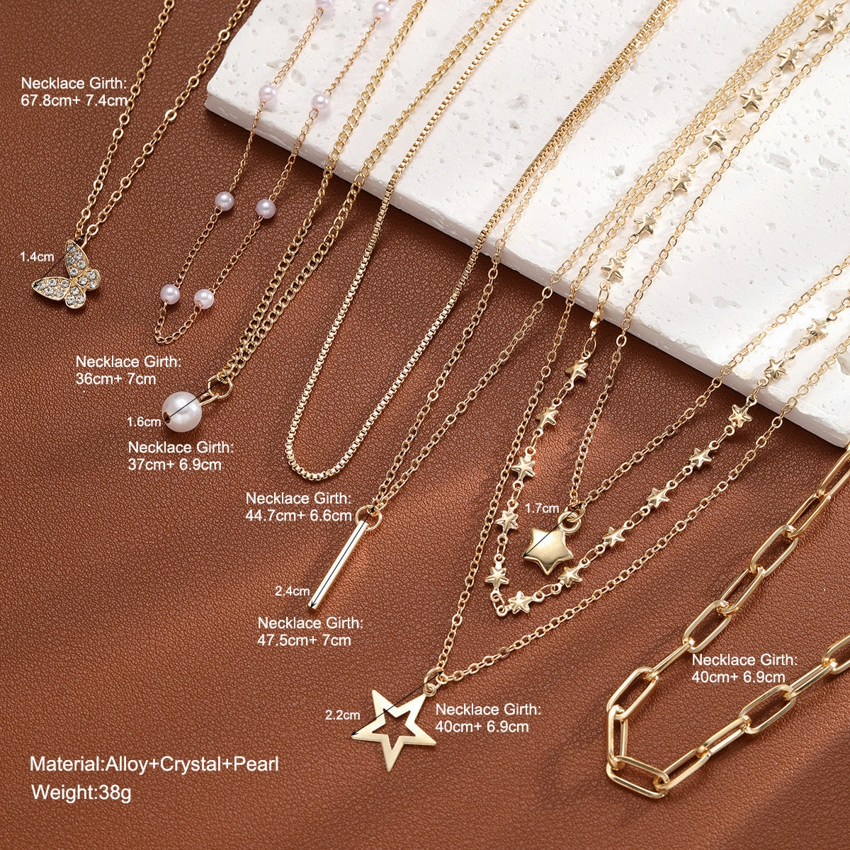 Wholesale Five-pointed star butterfly necklace set