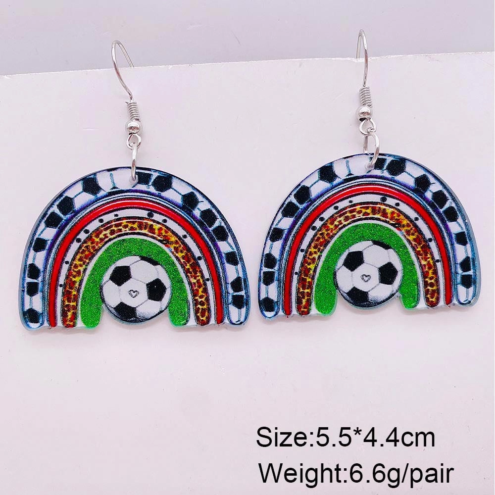 Wholesale Football Acrylic Earrings Heart U Shape Leopard Print Earrings