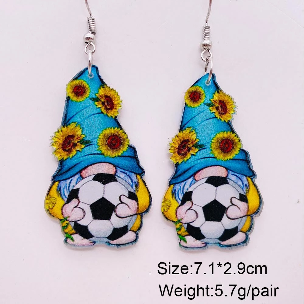Wholesale Football Acrylic Earrings Heart U Shape Leopard Print Earrings