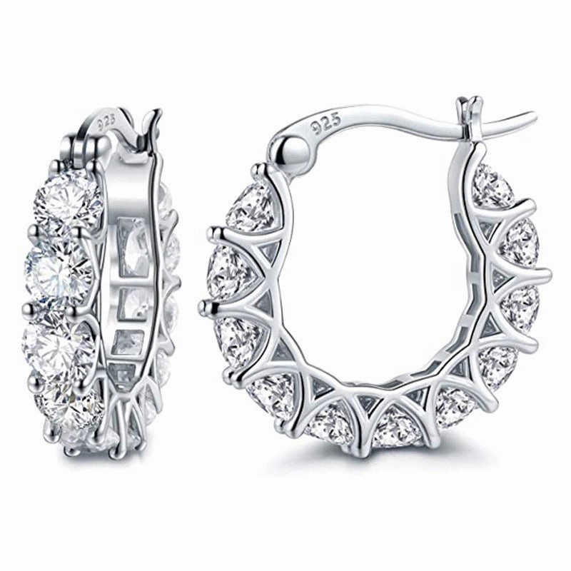 Wholesale French Full Paved Zircon U Shape Copper Earrings