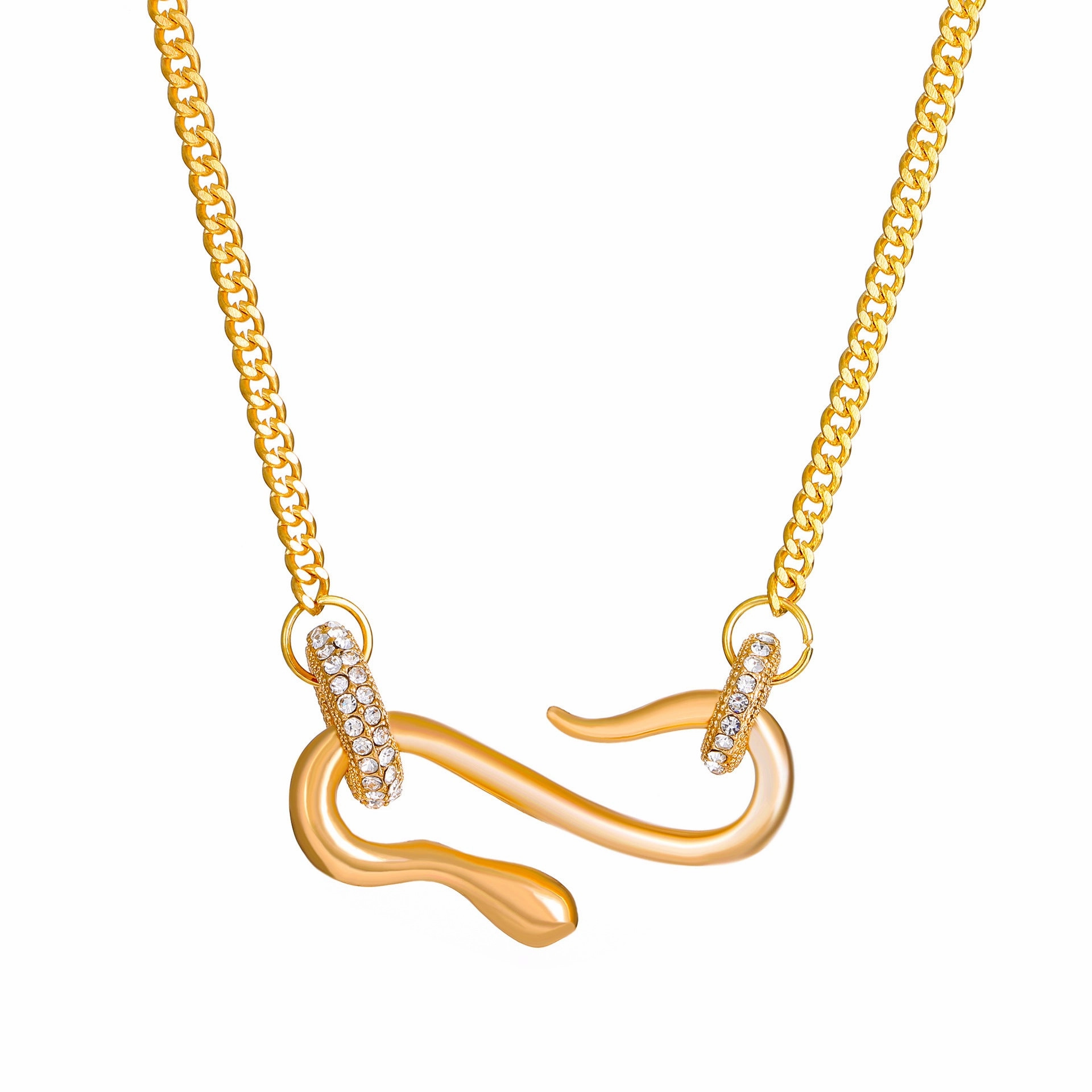 Wholesale Full Diamond Exaggerated Snake Shaped Animal Collarbone Zinc Alloy Necklace
