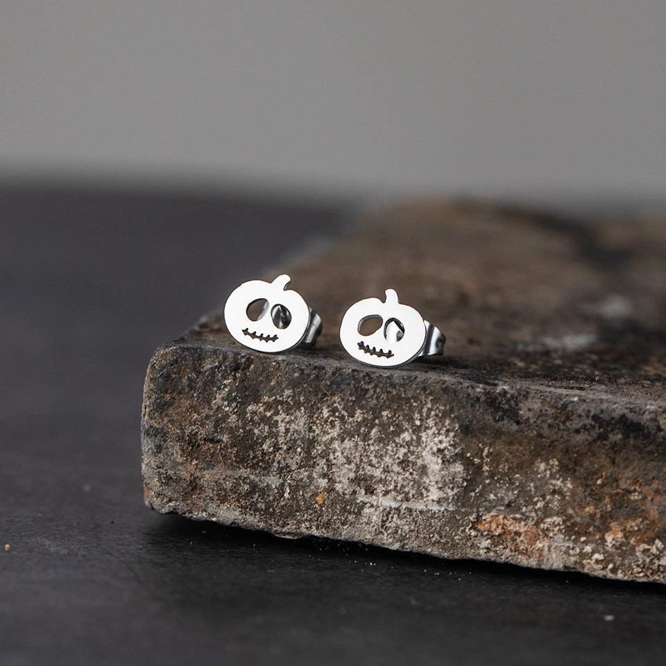 Wholesale Gold and Silver Pumpkin Ghost Stainless Steel Earrings