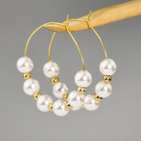 Wholesale Gold Pearl Large Earrings