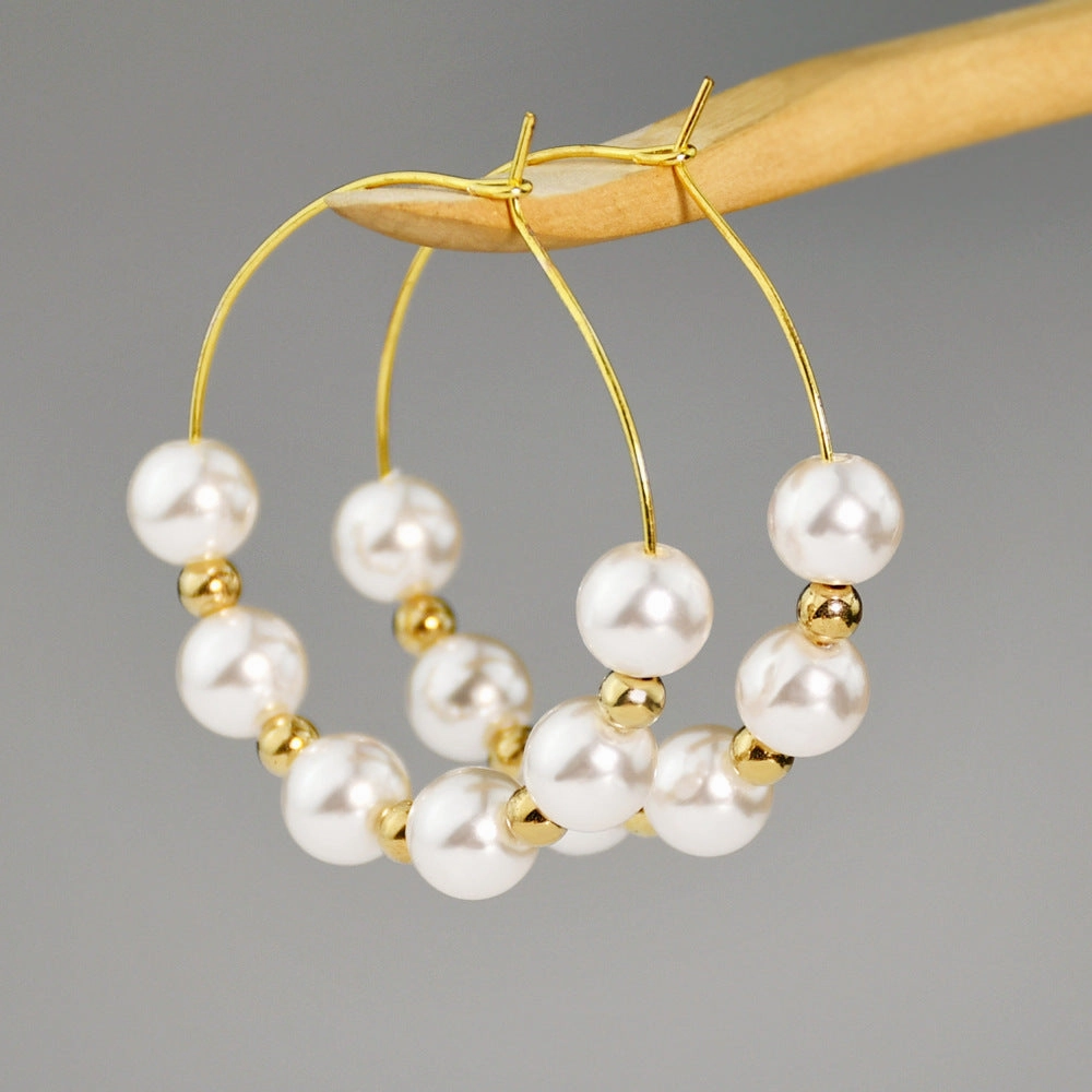 Wholesale Gold Pearl Large Earrings