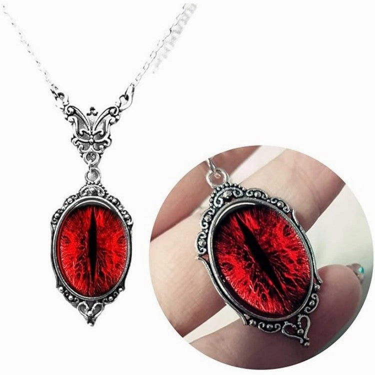 Wholesale Gothic blood cat eye vampire relief vintage necklace