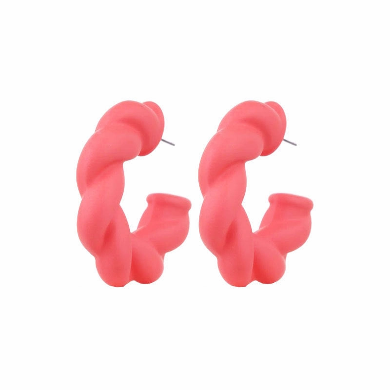 Wholesale Gut Simple Solid Color Commuter C Shape Twist Acrylic Earrings