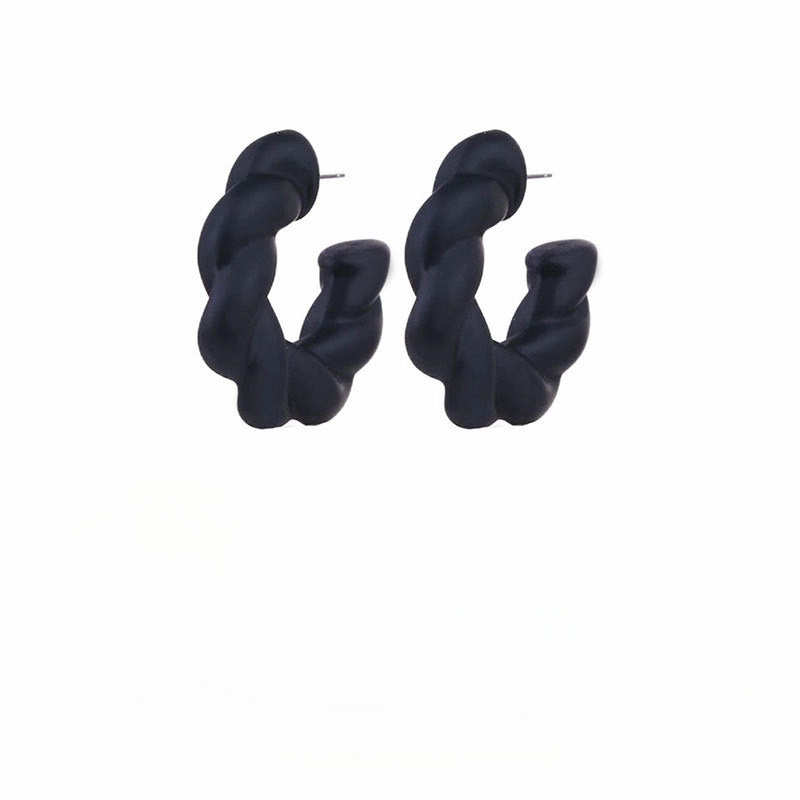Wholesale Gut Simple Solid Color Commuter C Shape Twist Acrylic Earrings