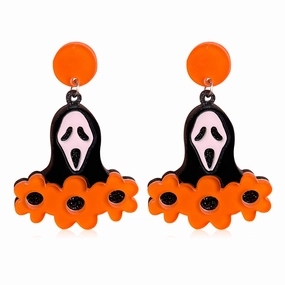 Wholesale Halloween Animal Bones Bone Green Eyes Cartoon Black Cat Acrylic Earrings