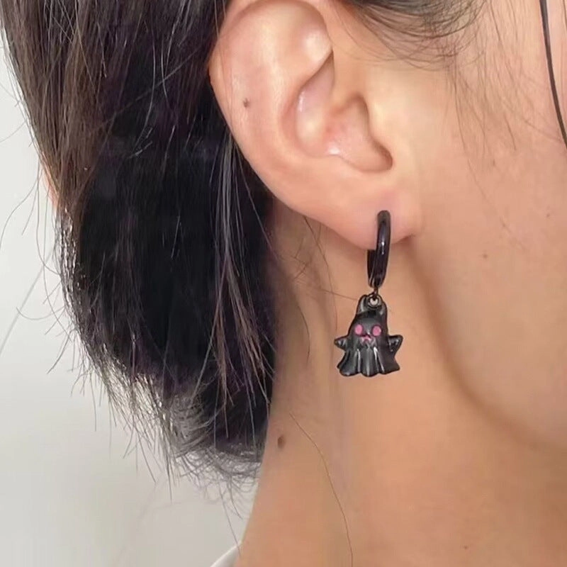 Wholesale Halloween Ghost Asymmetric Alloy Earrings