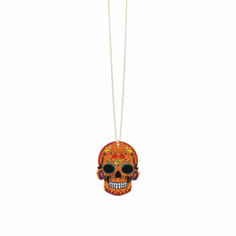 Wholesale Halloween Resin Personalized Skull Pendant Necklace